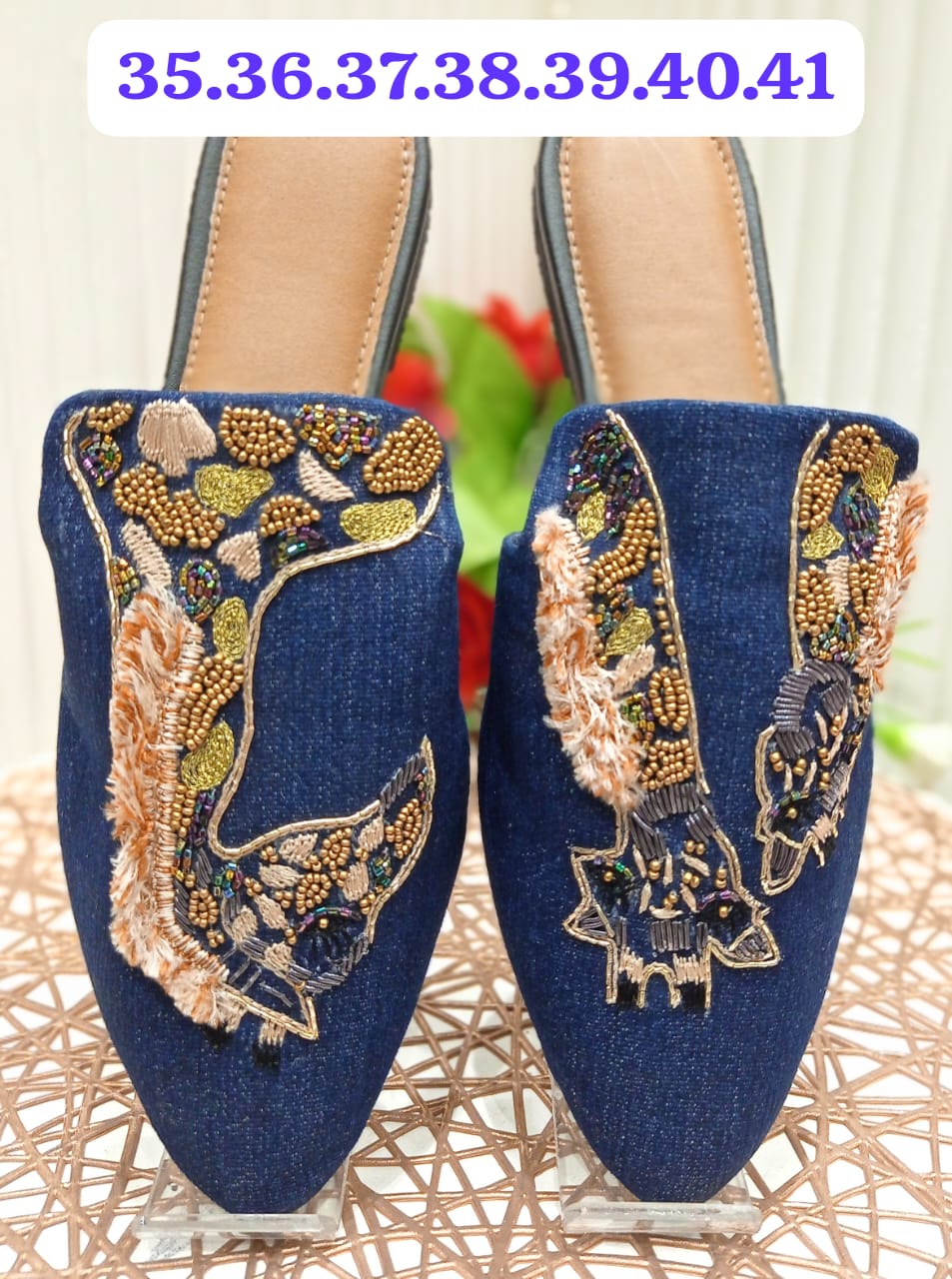 Designer Embroidered Flat Mules Summer Catalog
